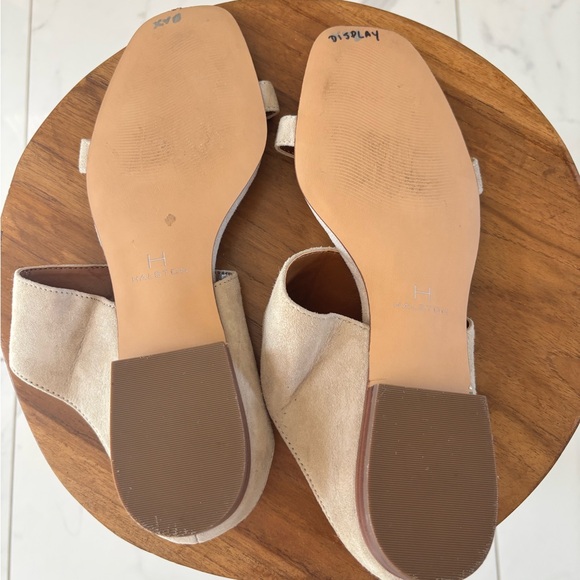Halston Heritage Neutral Beige Suede Slide Mules - Picture 7 of 14